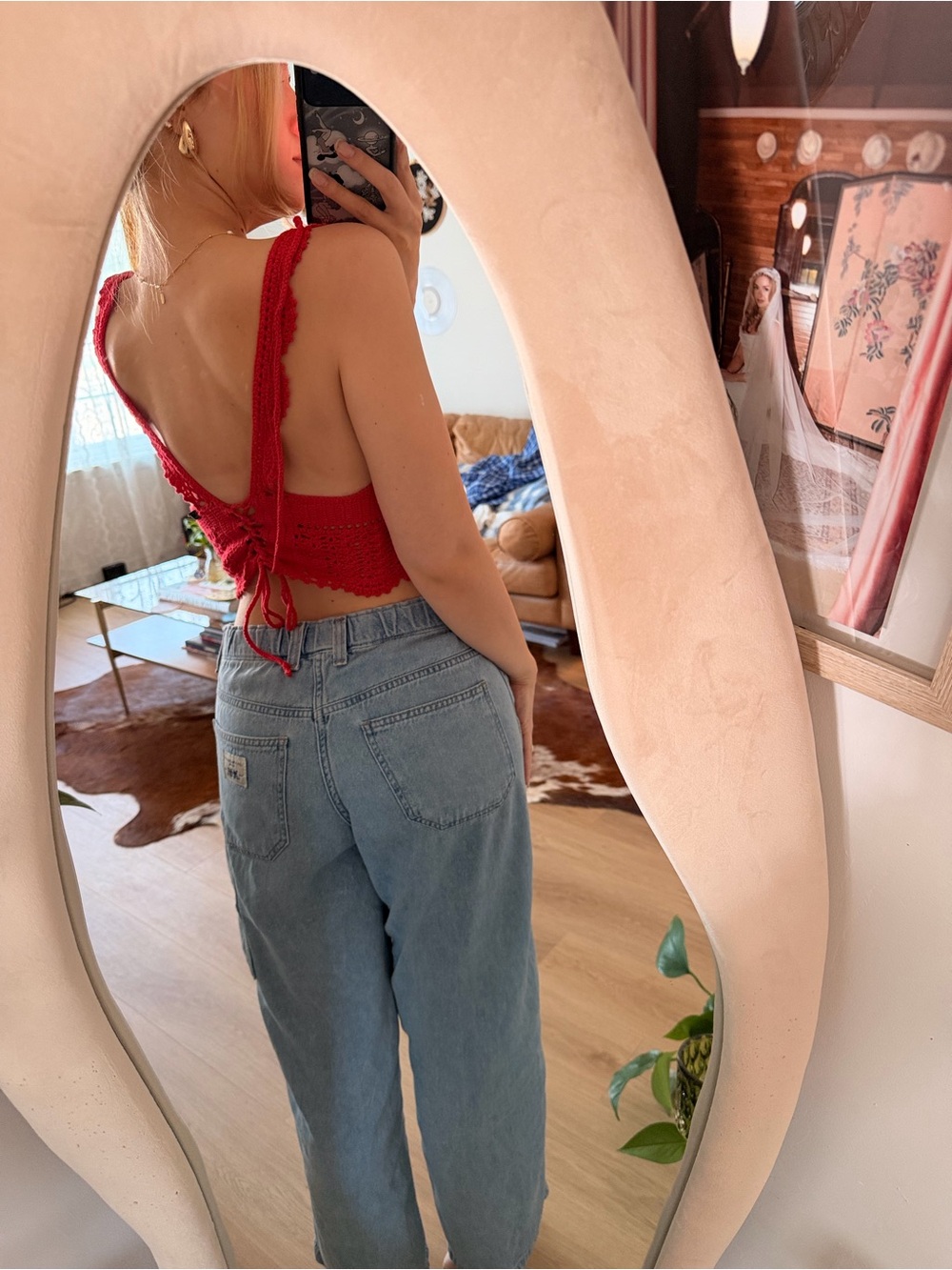 Women’s Crochet Red Crop Top